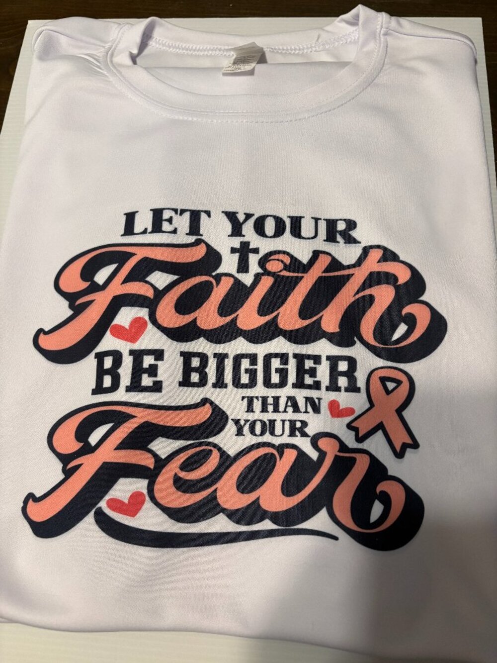 Let Your Fight Be Bigger Than Your Fear T-Shirt Breast Cancer Awareness Pink Rib